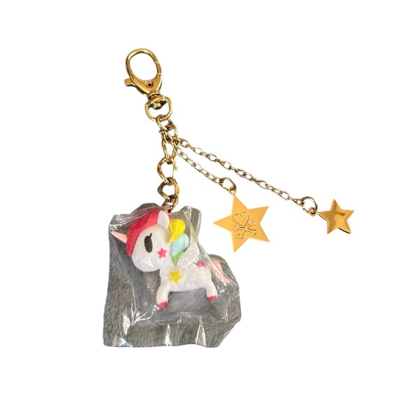 tokidoki Accessories - Tokidoki Stellina Unicorno 3D Bag Charm Gold Tone Stars Hardware Kawaii Sealed